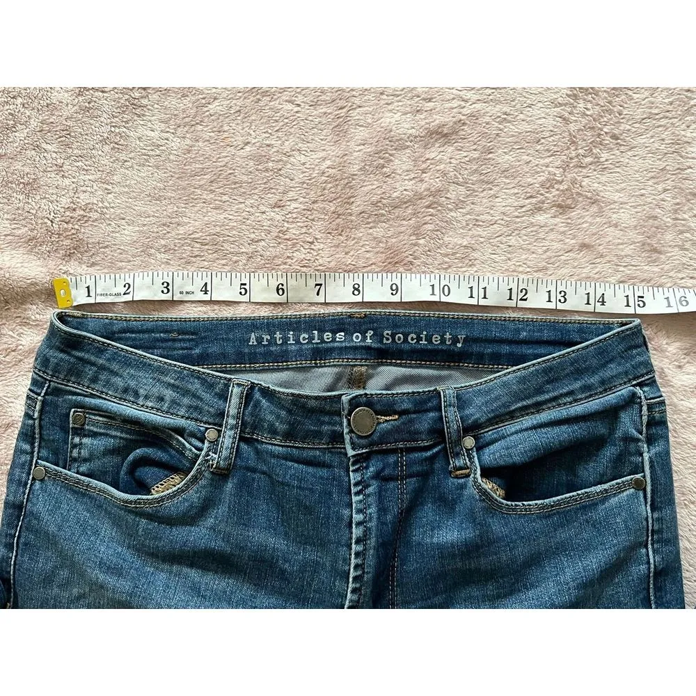 Articles Of Society Womens Size 29 Blue‎ Slim Stretch Distressed Denim Jeans - Image 9