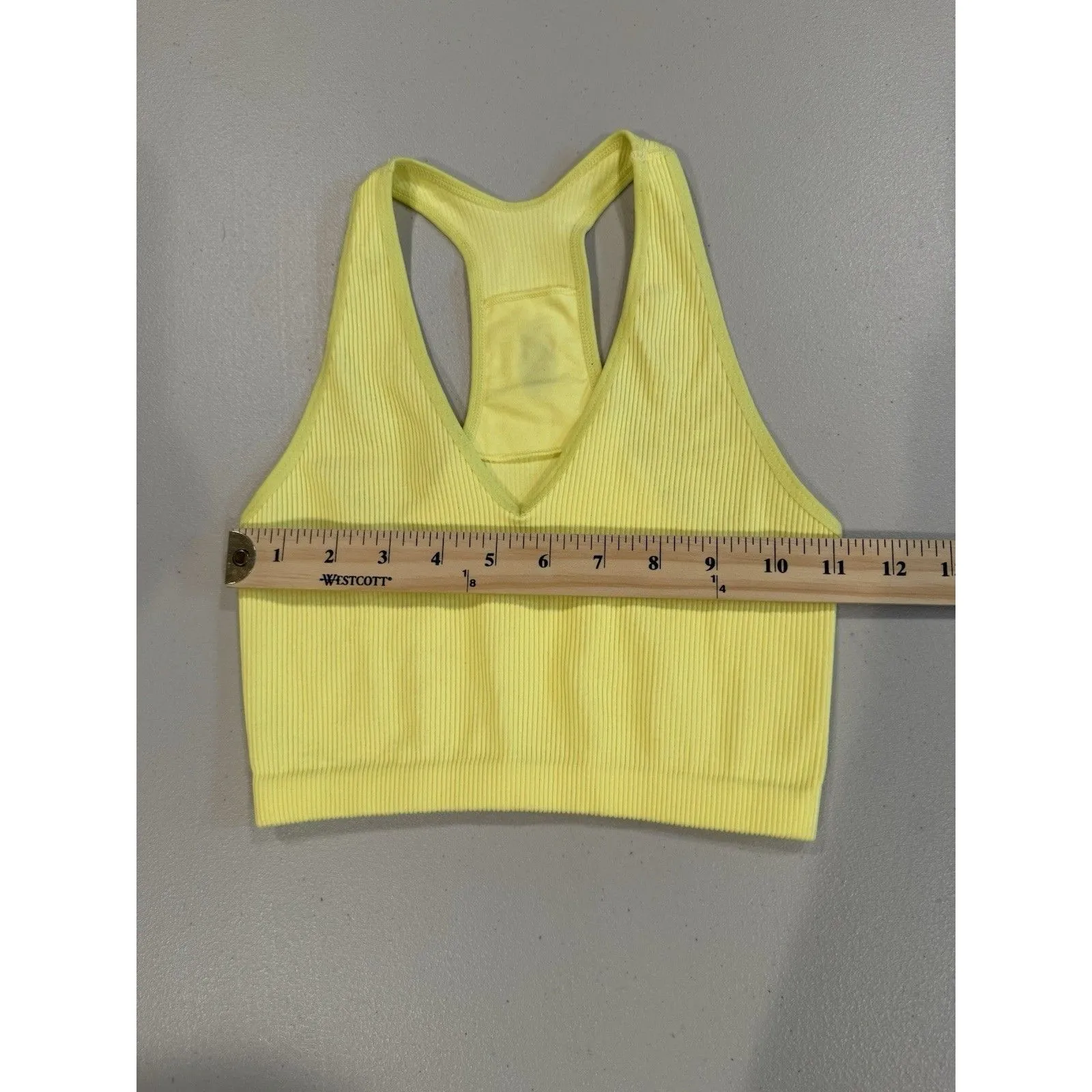Free People Movement Crop Tank Top Womens XS/S Yellow Stretch Tight Athletic - Image 4