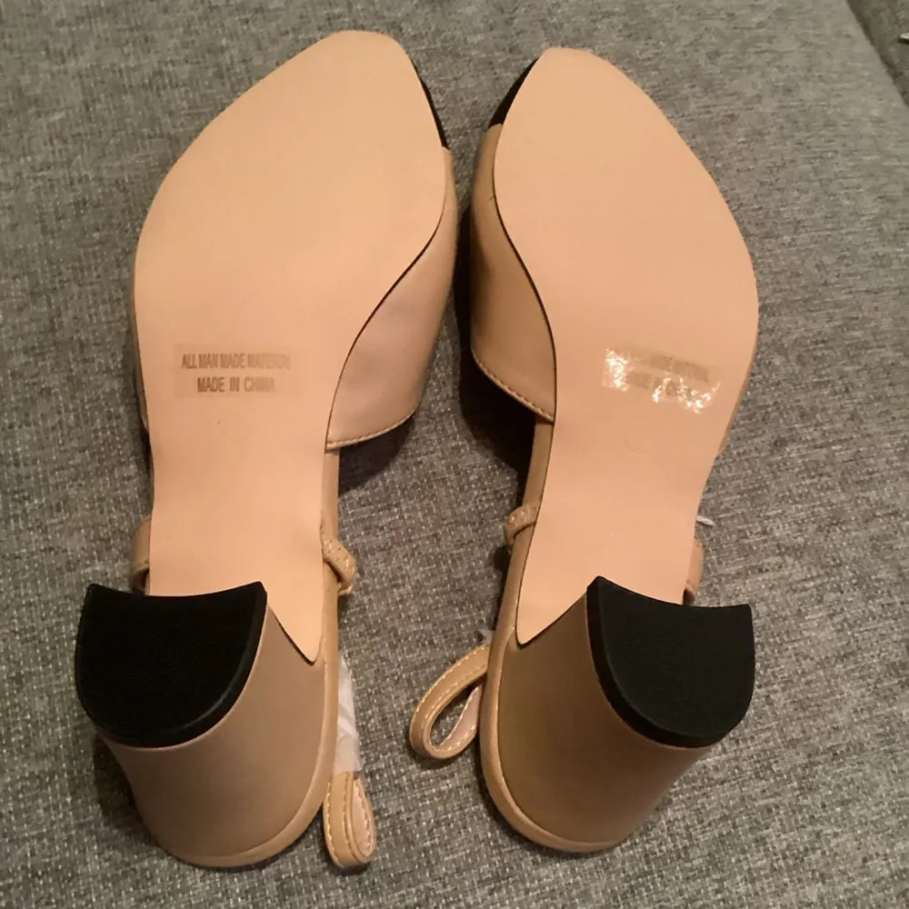 NWOB Carcuume Women's Slingback Heels, Two Tone Sexy Casual Low Chunky Heels. Tan Size 9 - Image 8
