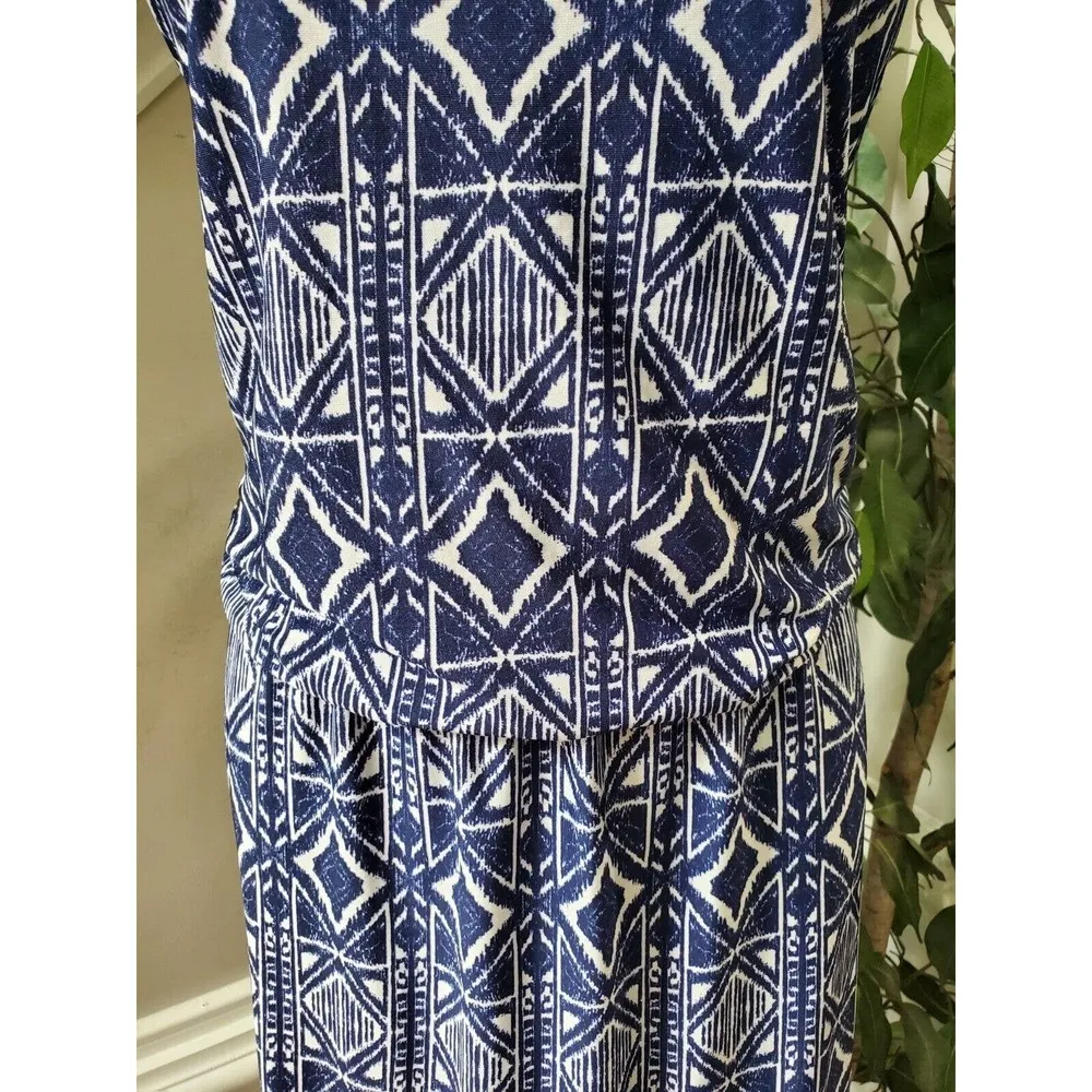Magic Women Blue Polyester Round Neck Sleeveless Casual Long Maxi Dress Size XL - Image 3
