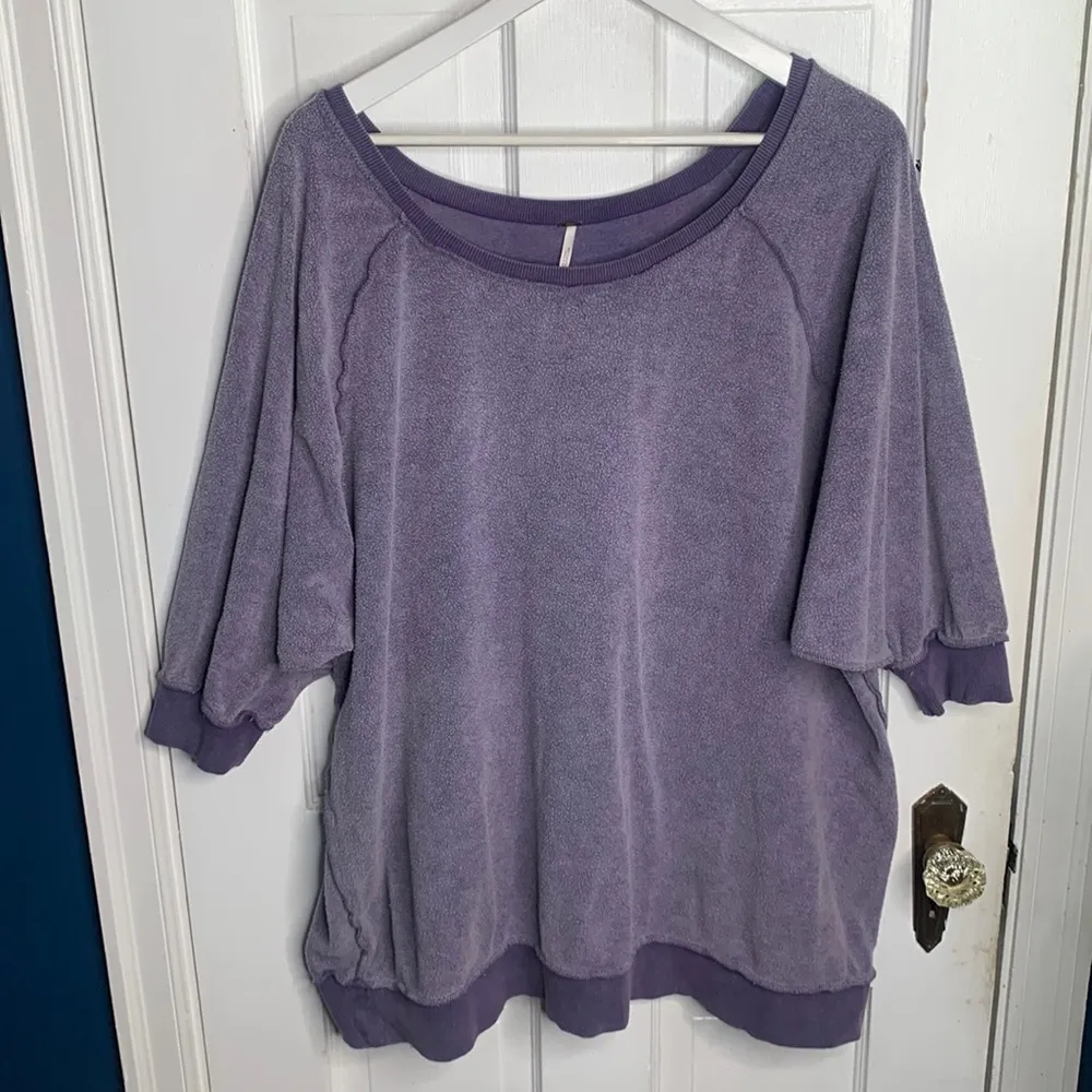 Free People Women's Sweater My Sweatshirt Scoop Neck Pullover Purple W-491 Sz S - Image 2
