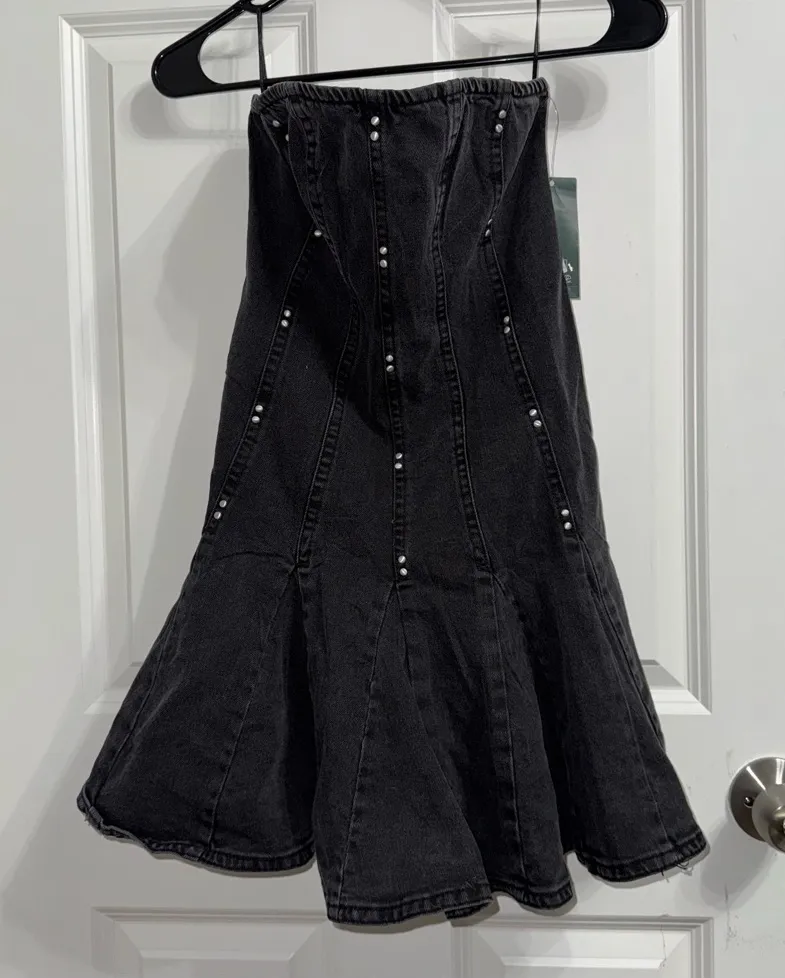 wild fable black dress Women's Lace Trapeze Mini length silhouette Wild Fable Ruffle Sleeve Eyelet