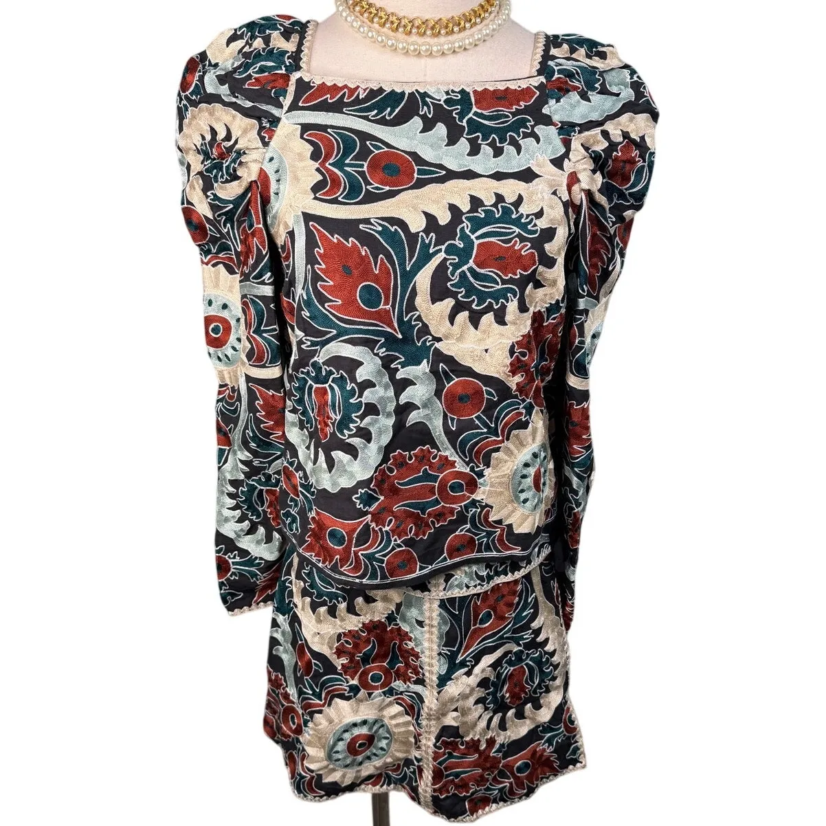 Ulla Johnson Siya Blouse & Dimi Skirt Embroidered Matching Set Lapis size 0 - Image 8