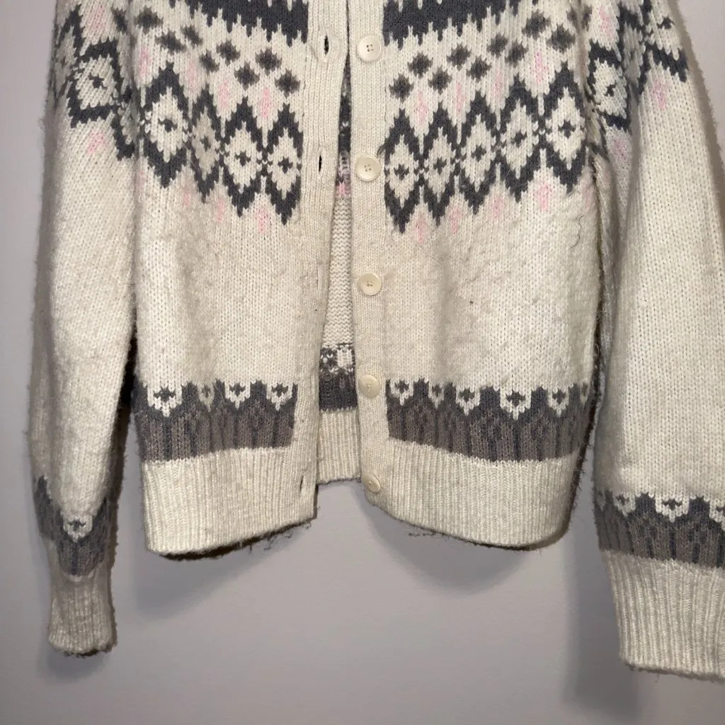 Aerie Chunky Knit Cardigan Size Small Fair Isle Button Front Cozy Sweater - Image 5