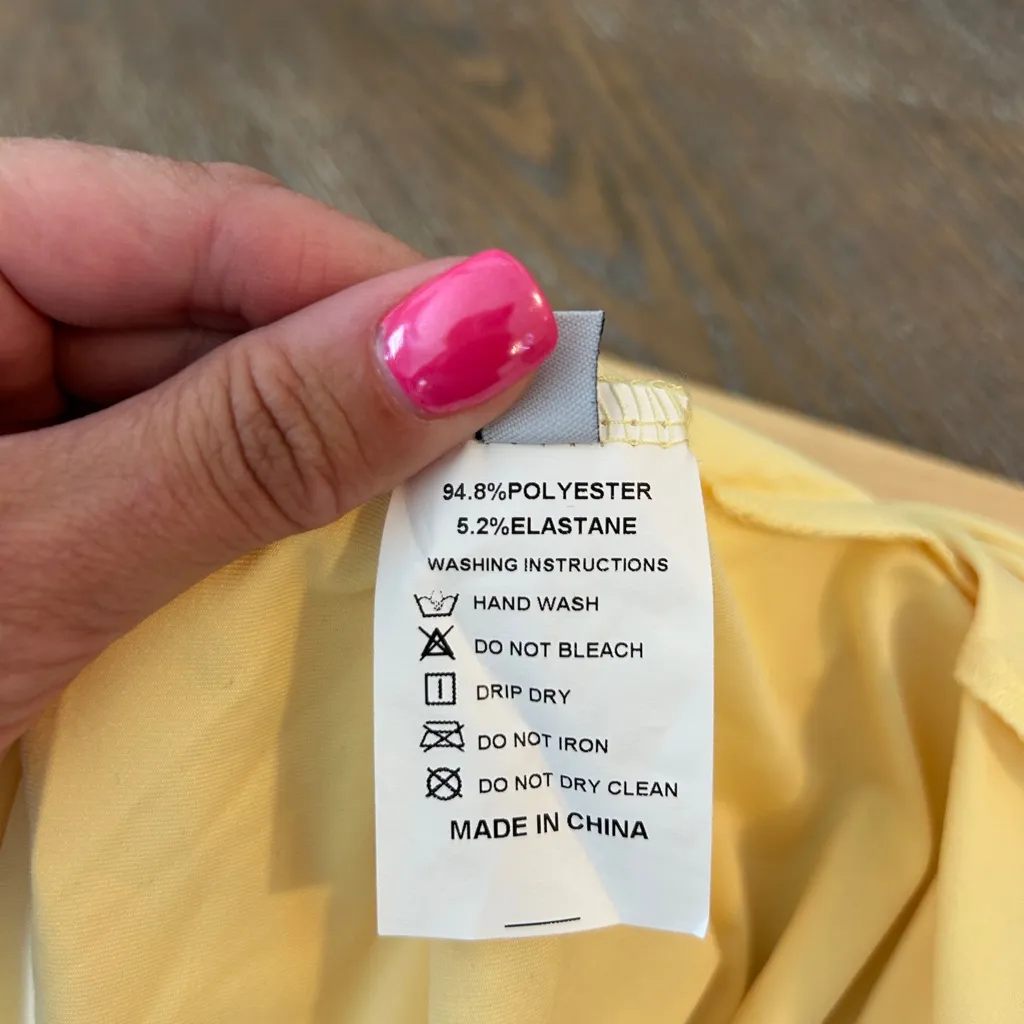 Women’s yellow sexy lace sleeveless ruched‎ party bodycon mini dress size XS - Image 7