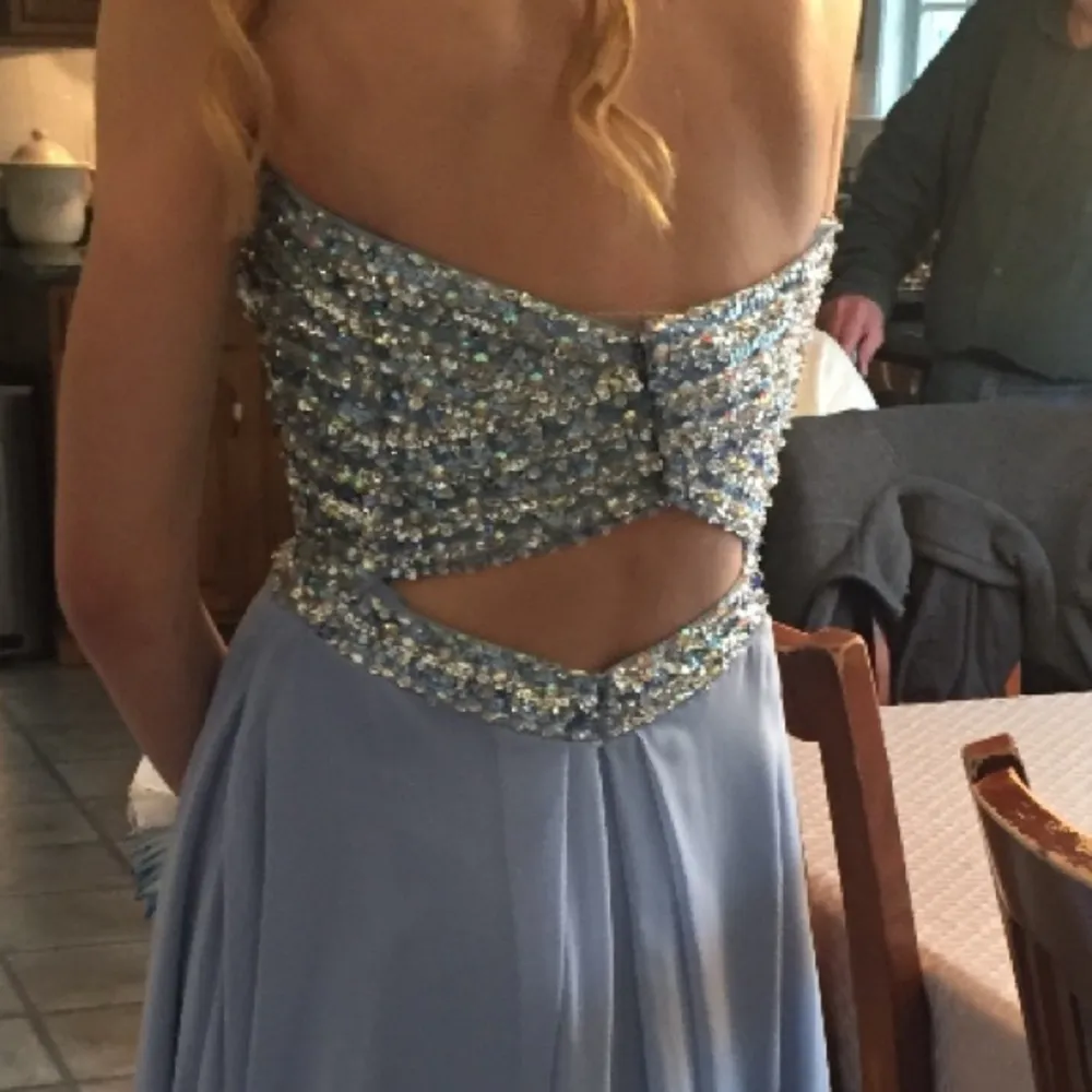 Light Blue Strapless Prom Dress Size 2 - Image 2