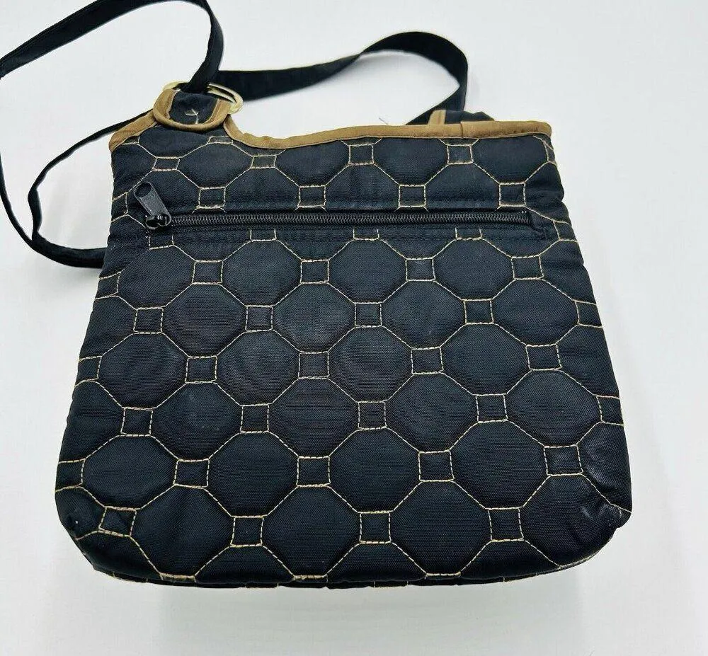 Cinda B Black Mod Tortoise Crossover Shoulder Bag Quilted 9" x 9.5" - Image 6