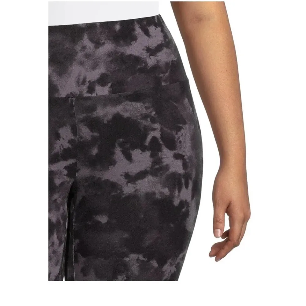 Terra & Sky Womens Black Tie Dye High Rise Ankle Leggings Size 1X 16W-18W New - Image 3