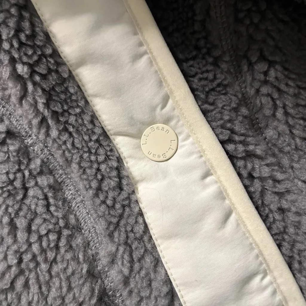L.L.Bean Sherpa fleece jacket Lead grey warm cozy winter colorblock NWT Gray Size L - Image 7