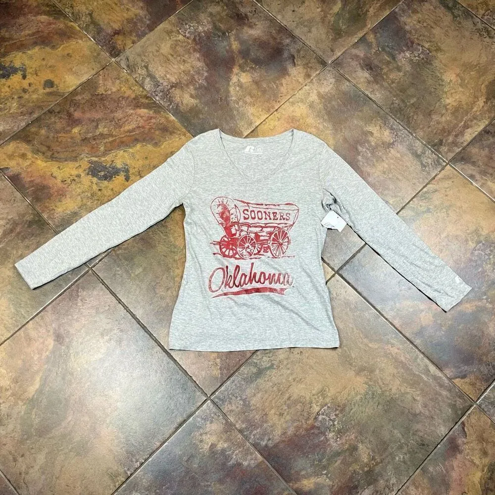 New Russell OU Oklahoma University Sooner Long Sleeve T Shirt Large - Image 5
