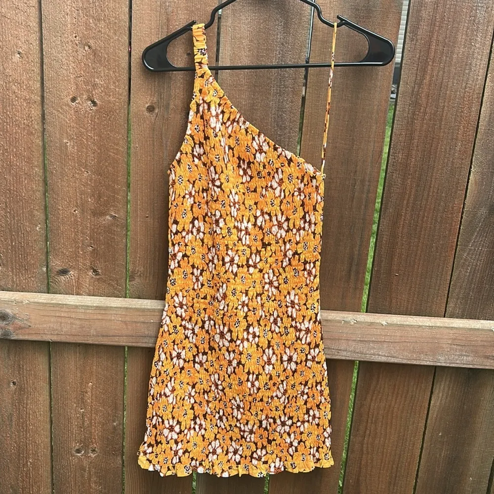 Faithful The Brand Terre Mer One Shoulder Floral Orange Mini Dress Size 4 NWT - Image 13