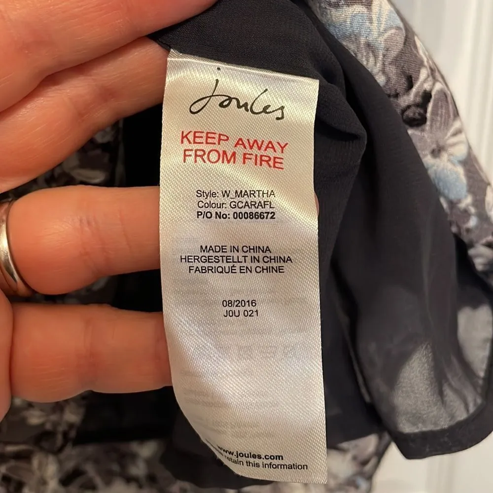 Joules Martha Gray Floral Long Sleeve Dress Gray Size 6 - Image 4