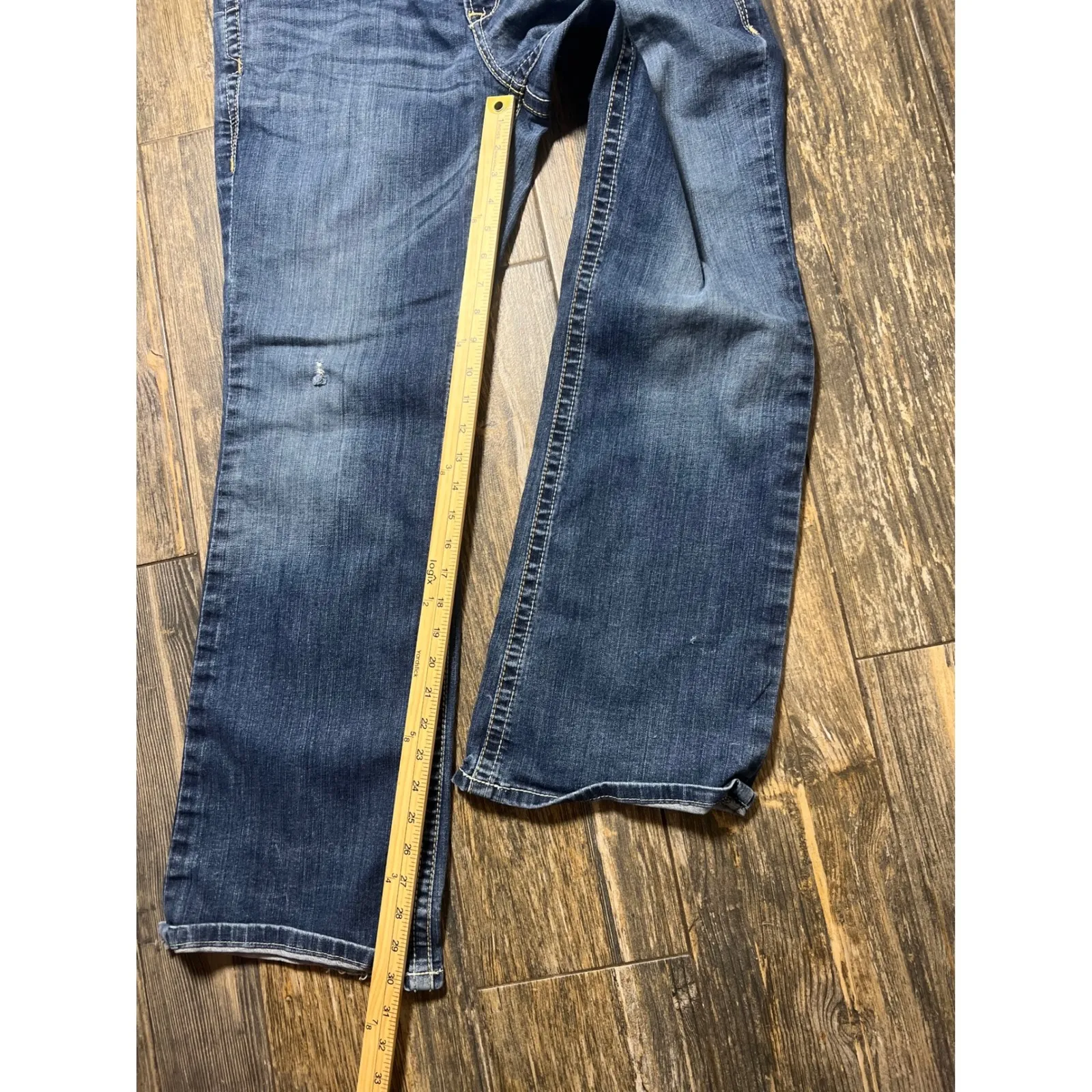 Ariat‎ Real Denim Blue Jeans Women's 33R Bootcut Mid Rise Western Rodeo FLAWS - Image 9