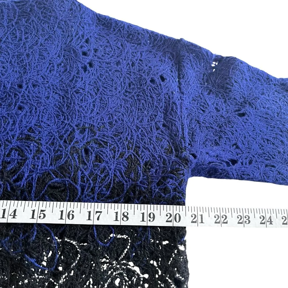 PierAntonio Gaspari Blue Black Ombre Embroidered Yarn Lace Wool Top Size 42 - Image 12