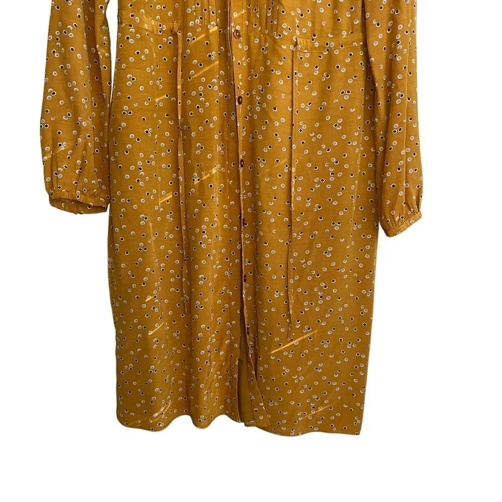 Boden Trumpet Sweet Flower Corrina Pleated Long Sleeve Dress sx 6 Yellow - Image 10