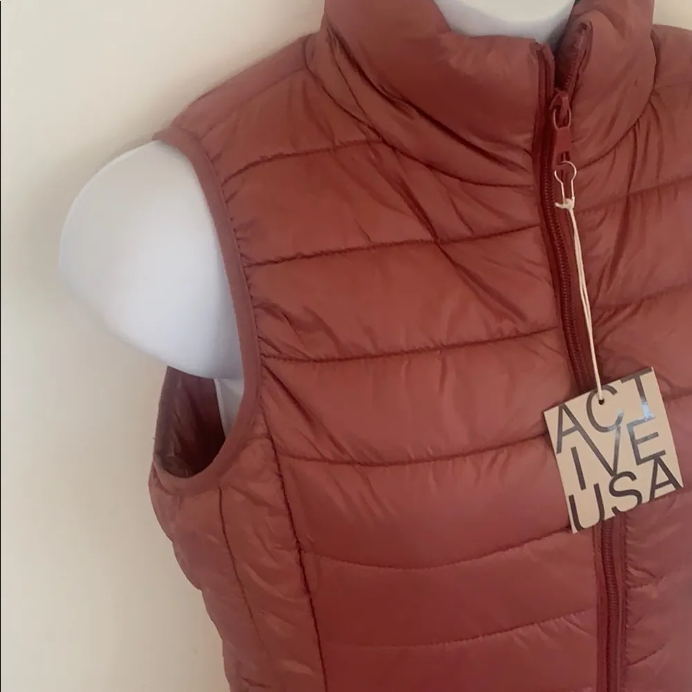 Active USA puffer vest in rose small quilted trendy hiking - Image 2