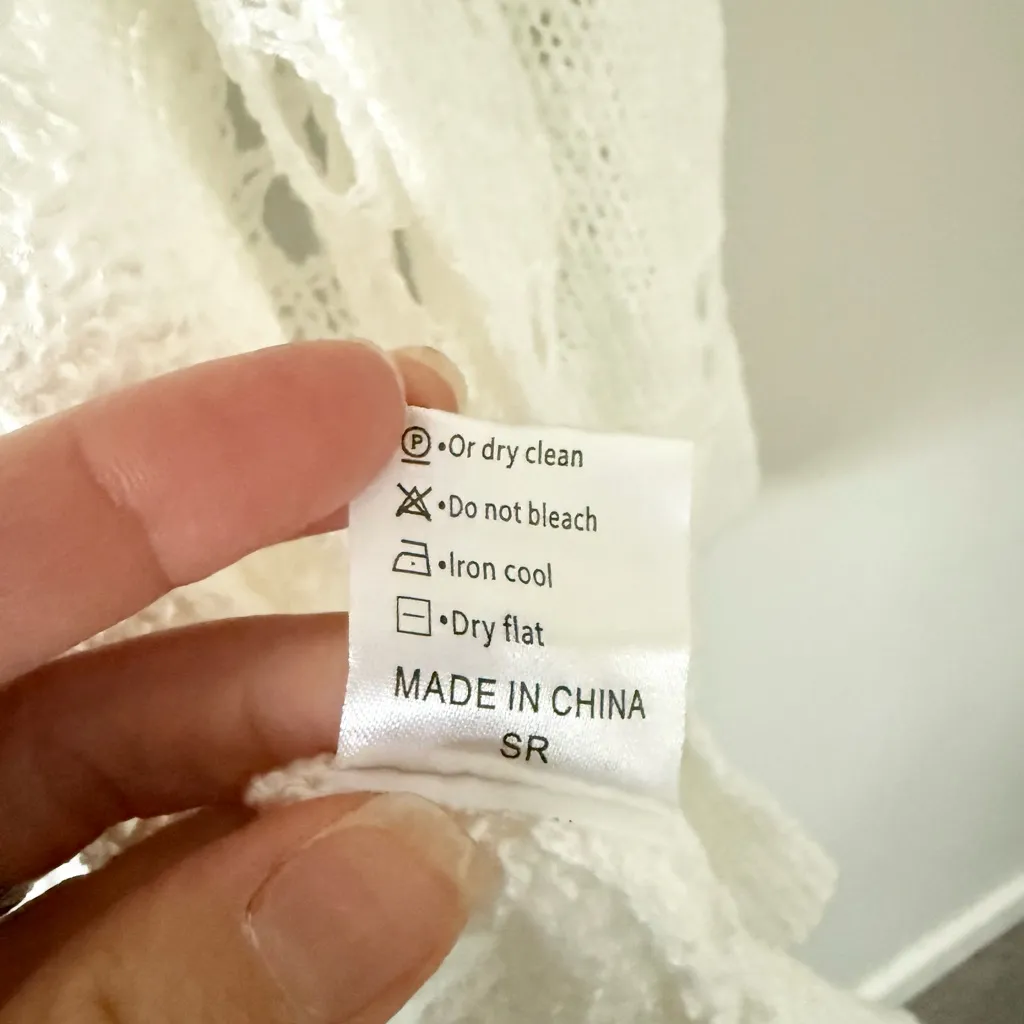 NWT Amazon Brand Open Knit Crochet Boho Sweater in Cream Size 2XL - Image 7