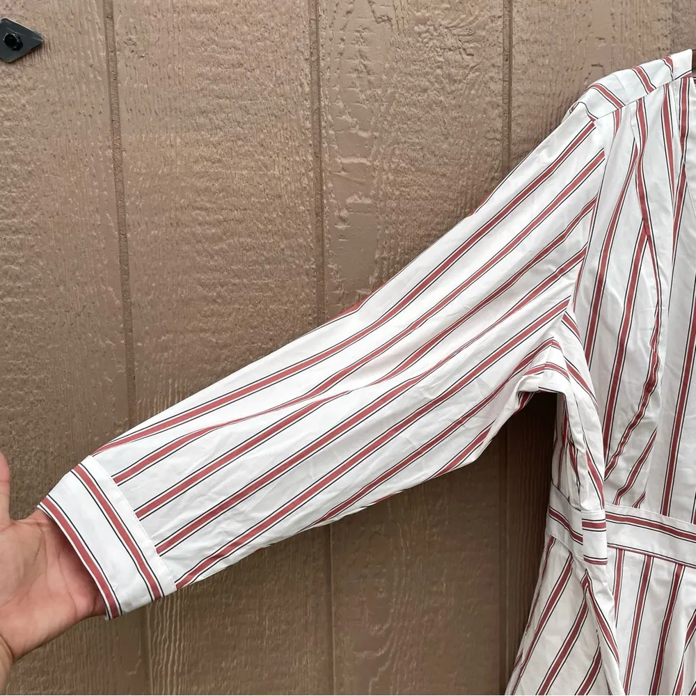 Lane Bryant Womens Shirt Blouse Stripe Faux Wrap Long Sleeve Red Plus Size 26 - Image 7