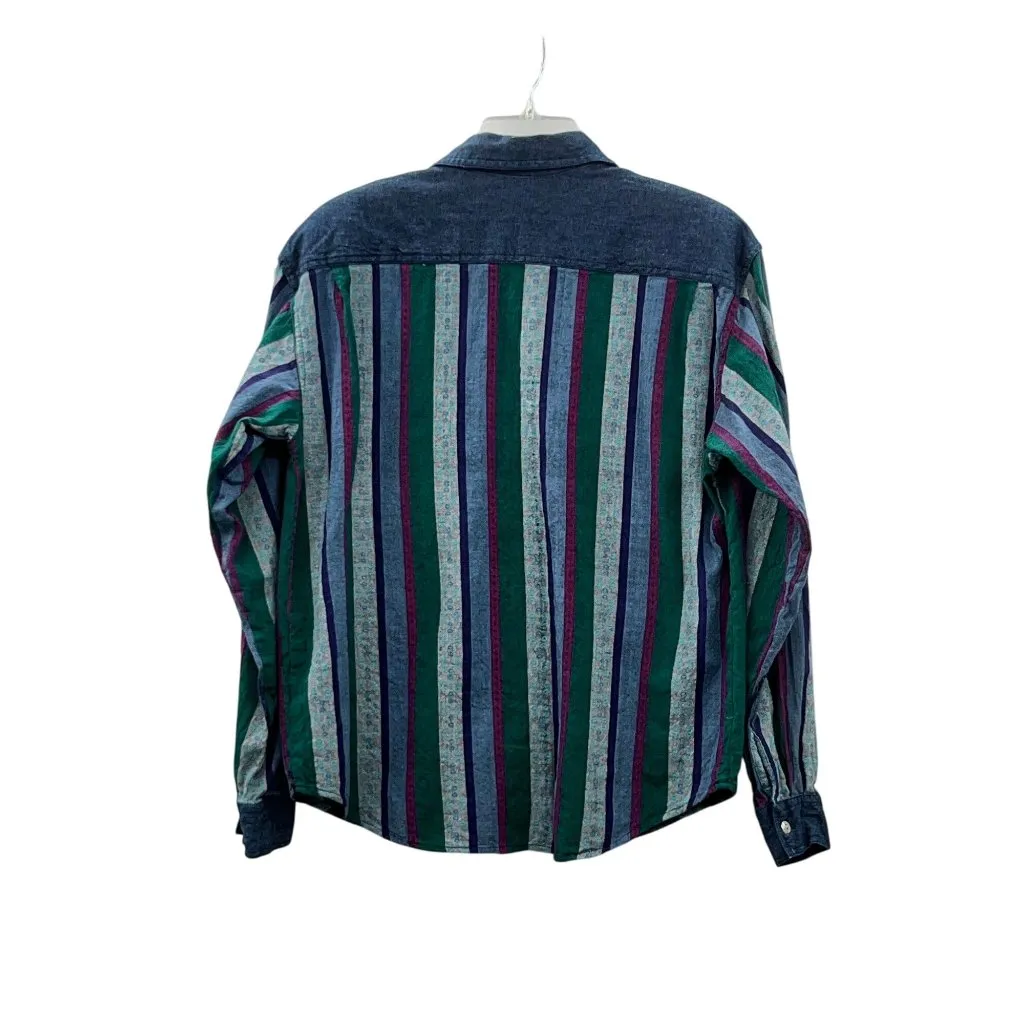 Vintage 90s Huntington Ridge Denim Shirt Womens M 1993 Striped Button Up Blue Size M - Image 2