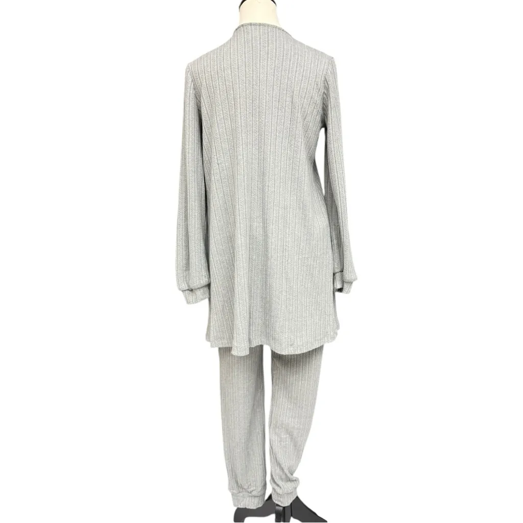 Blu Pepper Gray Ribbed Knit Lounge Set Small, NWT, Cozy Life Cardigan and Pants - Image 5