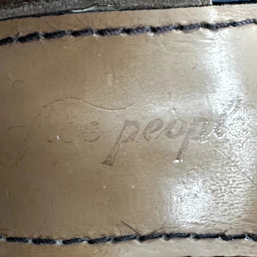 Free People Mont Blac Sandals Flats Open Toe Side Cut Outs Leather Black 39 8.5 - Image 7