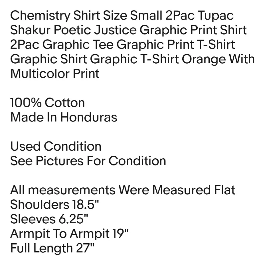 Shirt Size Small 2Pac Tupac Shakur Poetic Justice Graphic Print Shirt 2Pac Graphic Tee Unisex - Image 2