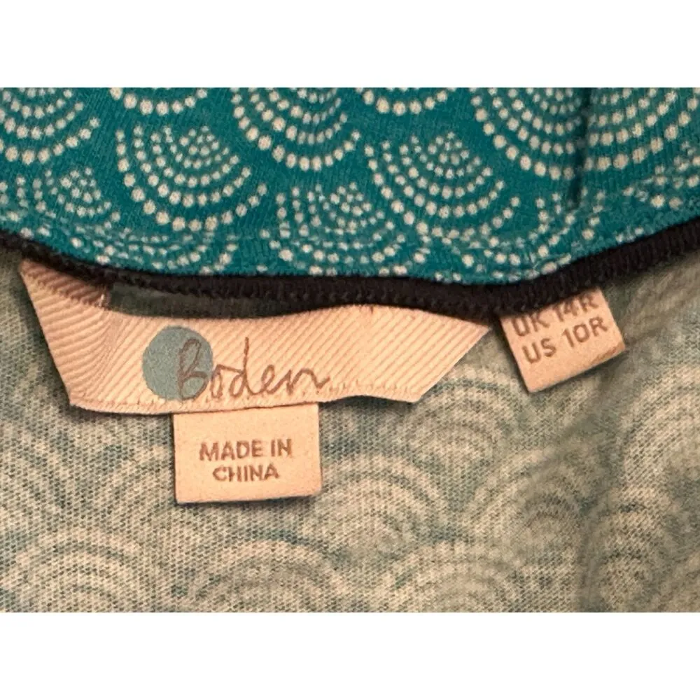 Boden Melinda Jersey Turquroise and White Sleeveless V - Image 5