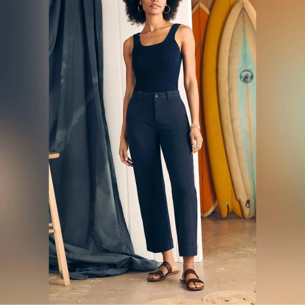 Faherty ‘Coastline Ankle Organic Cotton Blend Chino Pants’ in Navy size 6 Blue - Image 7