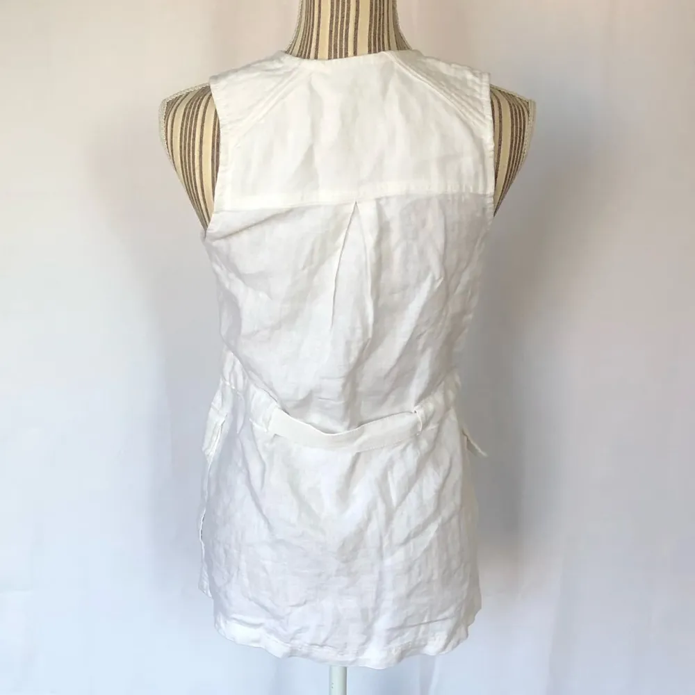 Athleta wanderbout White linen zip up vest sz xxs - Image 4