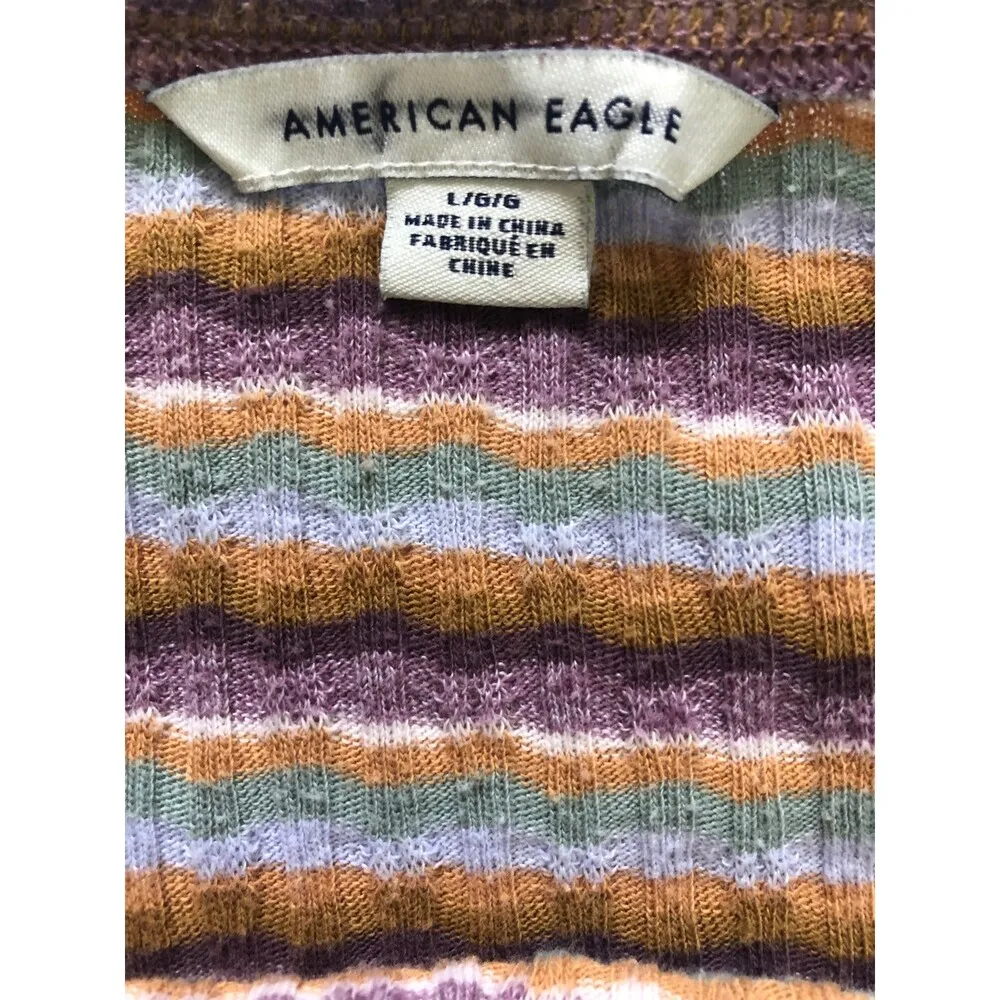 American Eagle Button Front Striped Textured Tube Top - Image 5