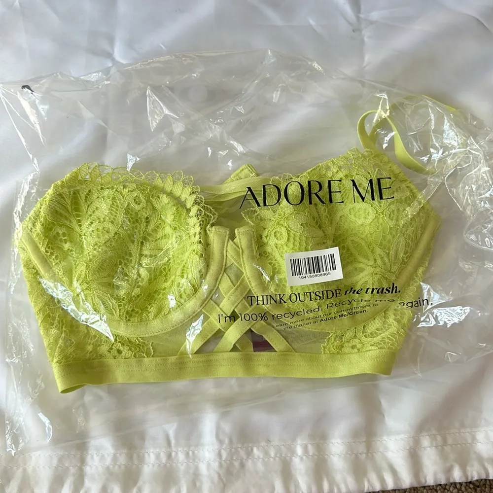 Adore Me Balconette  Bra Lime  green 32b NWT - Image 5