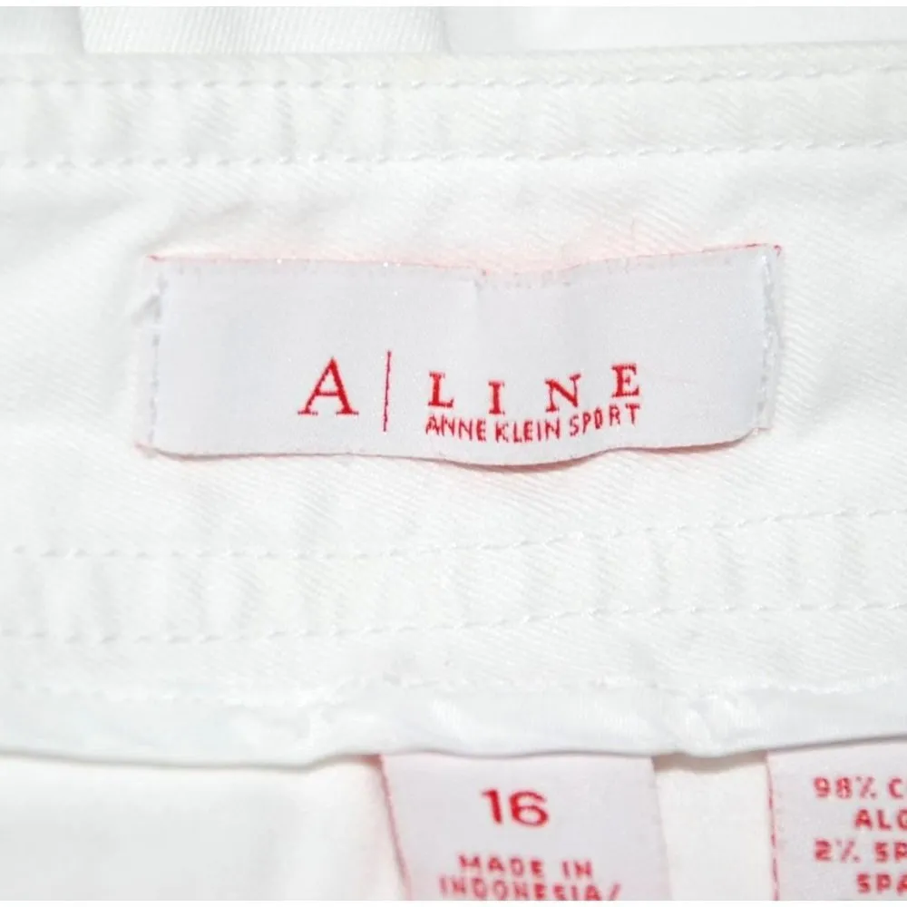 A Line Anne Klein Sport Ladies White Pleated Shorts Size 16 Hip Zip Up Stretch - Image 8