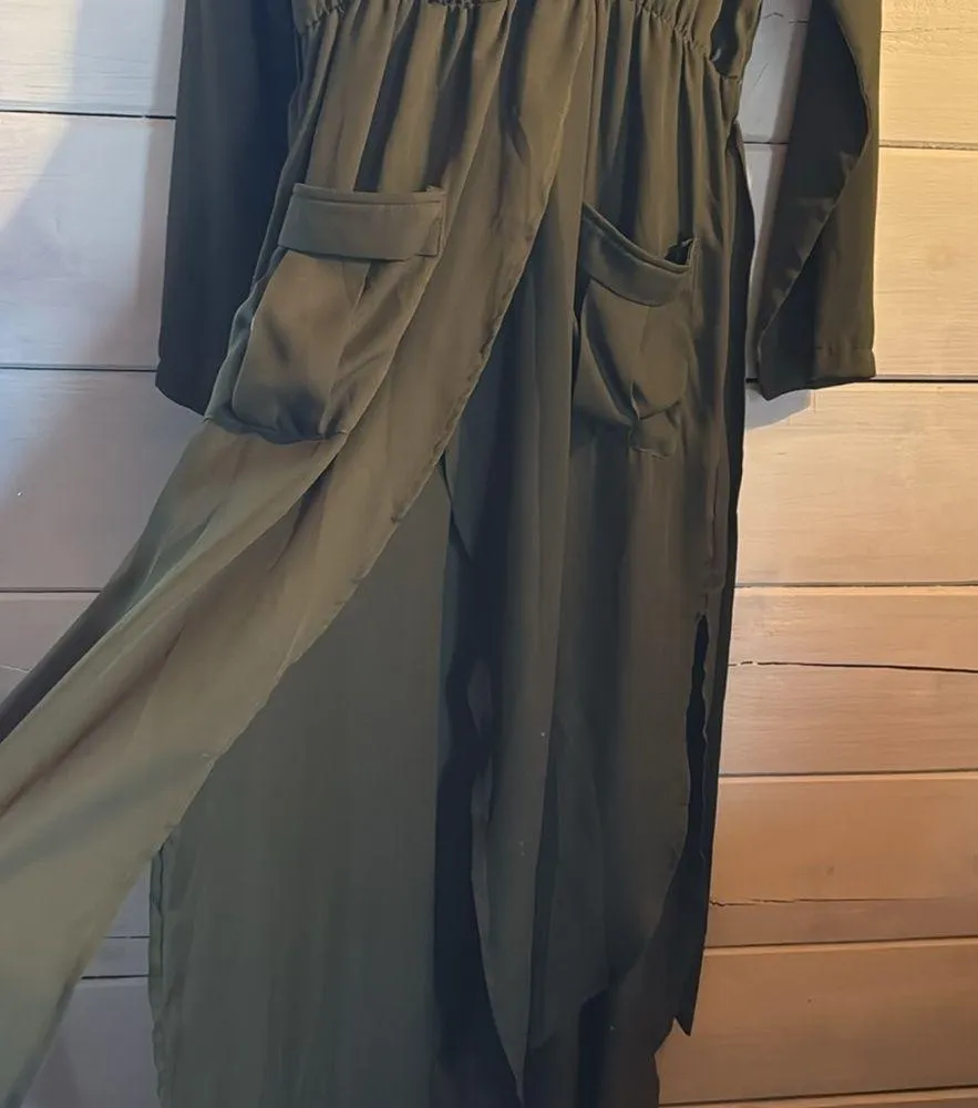 High slit green maxi dress Size M - Image 4