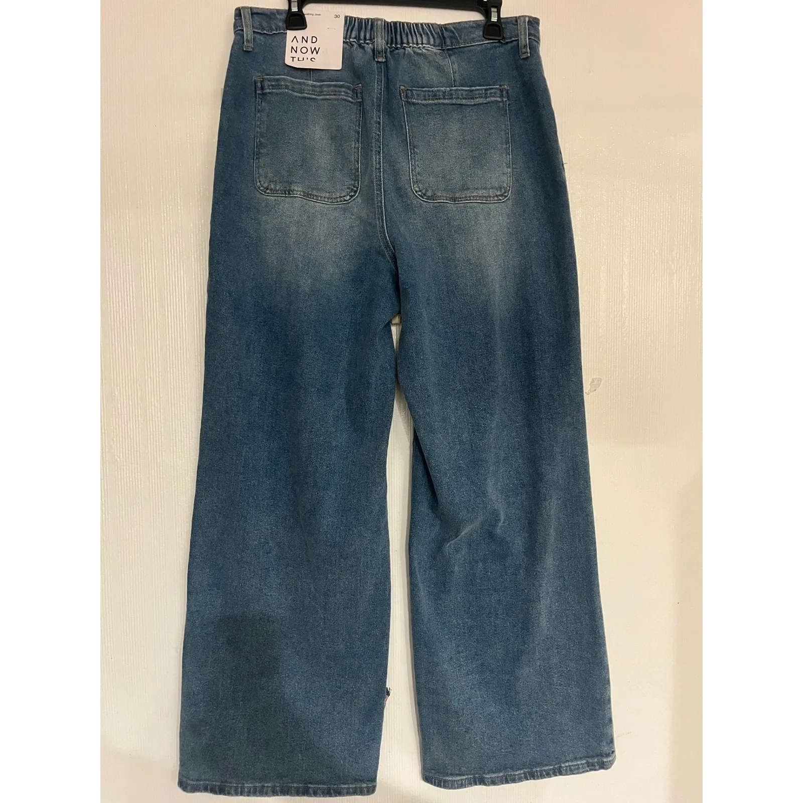 AND NOW THIS Wide Leg Jeans Drawstring Waist Blue Denim Women's Size 30 - Image 8