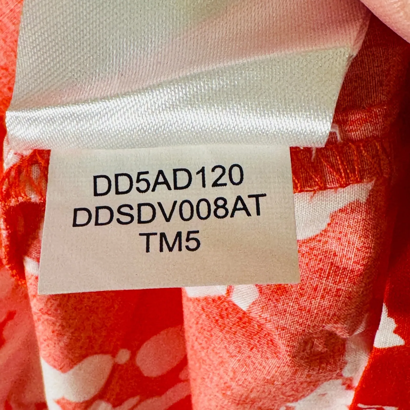 DKNY Shirt Dress Belted A-Line Red White Leaf Print Button Front Tie Waist Sz 12 - Image 5