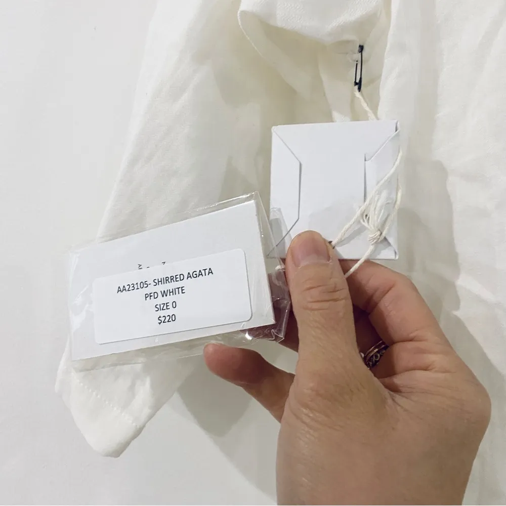 Apiece Apart 100% cotton shirred agata blouse in cream - Image 7