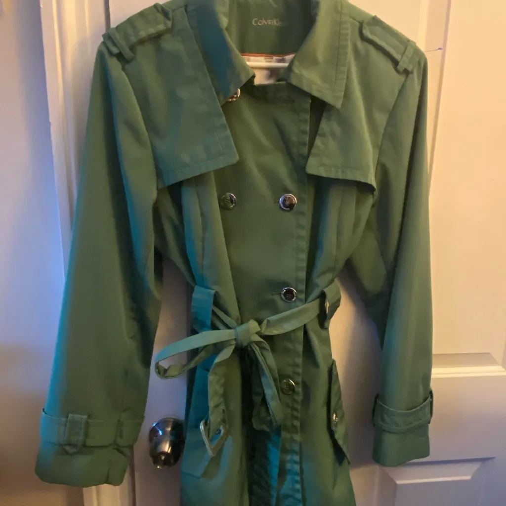 Calvin Klein Kelly Green Trench Coat - Image 3