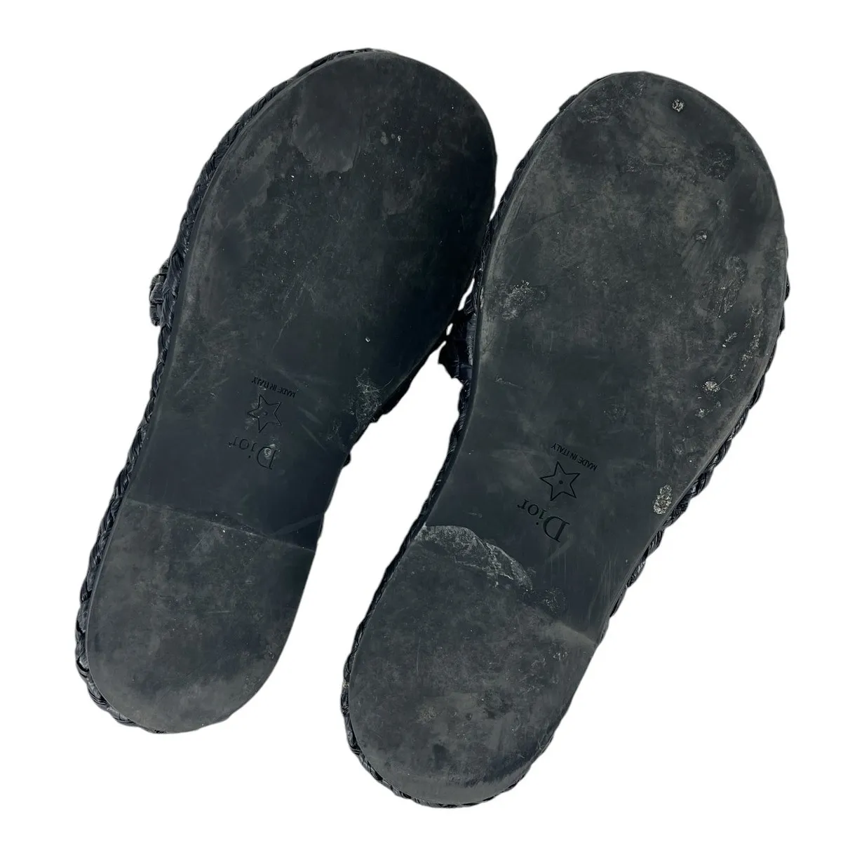 Christian Dior Raffia Embroidered Dway Mules Slide Sandals - Image 14