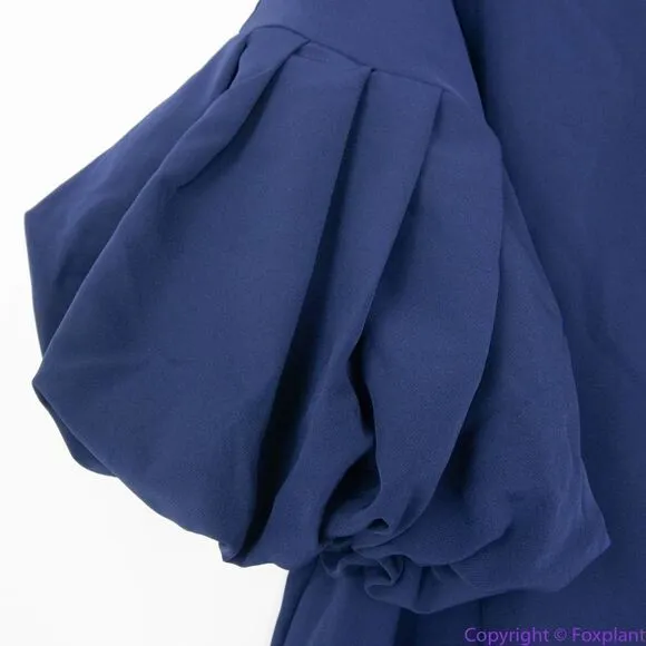 NEW Eloquii navy blue Puff Sleeve‎ Sheath belted Dress, 20 - Image 10