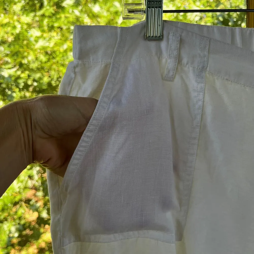 G.H. Bass & Co Women's 100% Linen White Ankle Pants Size 14. NWOT - Image 3