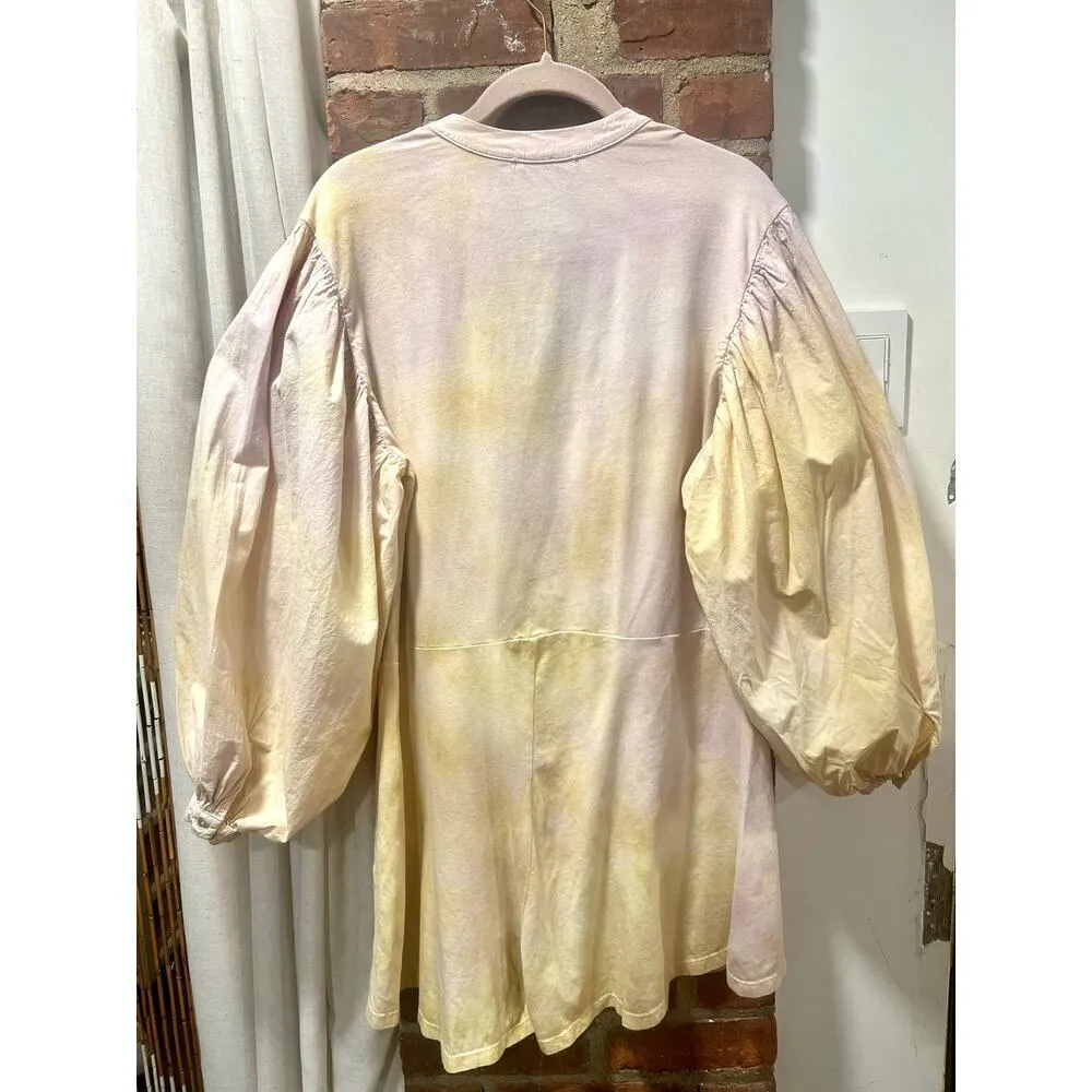 ZARA Boho Tie Dye Puff Sleeve Cotton Romper Small - Image 6