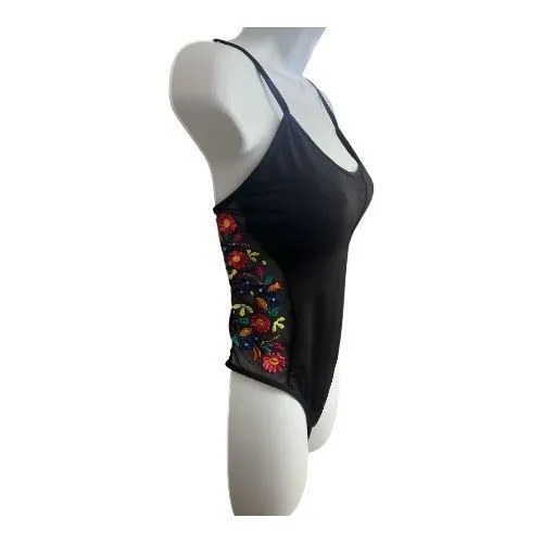 Kennet Cole Reaction Black Lace Floral Embroidered One Piece Swimwear Size M - Image 4