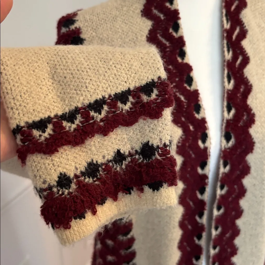 MAX Sport Embroidered Knit Embroidered Longline Cardigan M Boho Western Cowboy Red Size M - Image 5