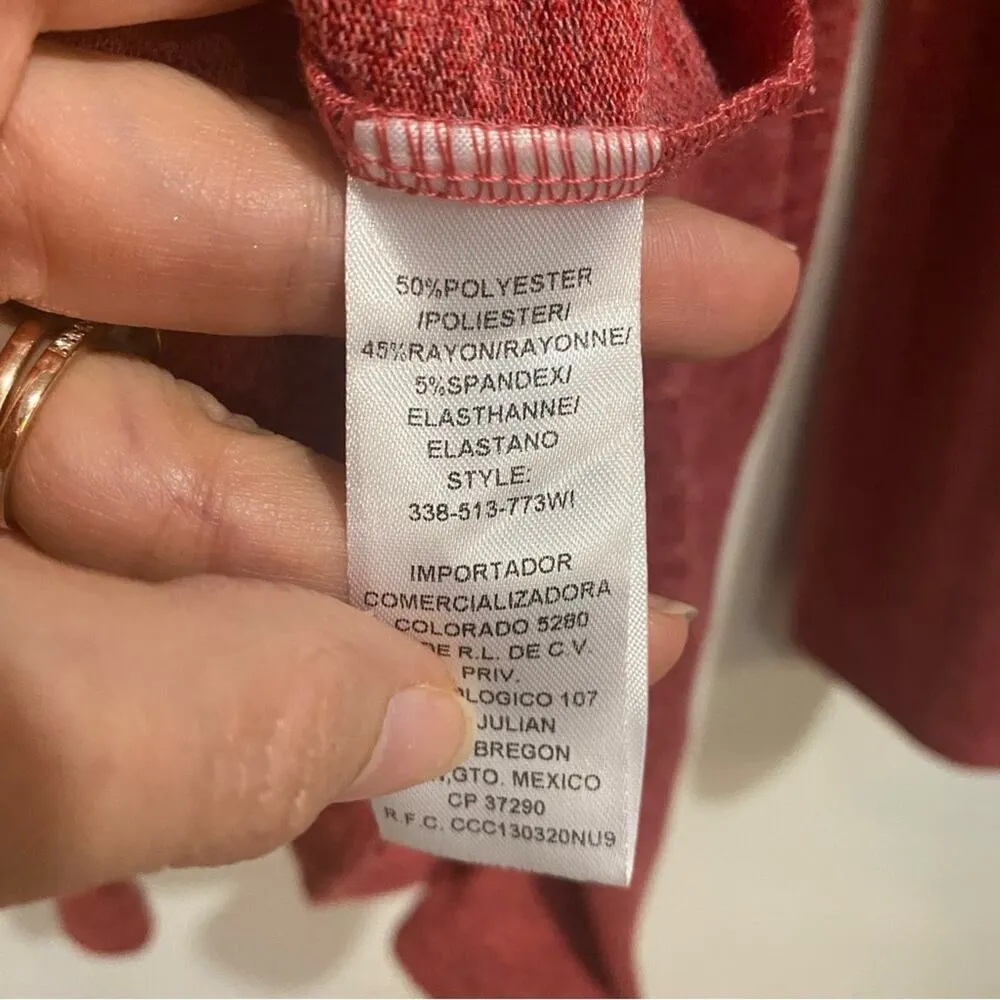 Roper Dust Red Embroidered Open Front Cardigan Sz M - Image 5