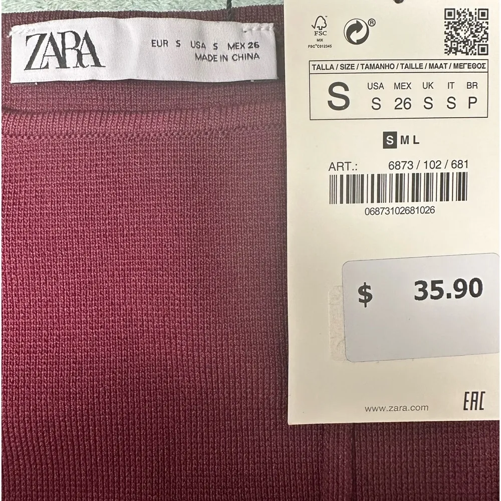 Zara burgandy corset crop top - Image 4