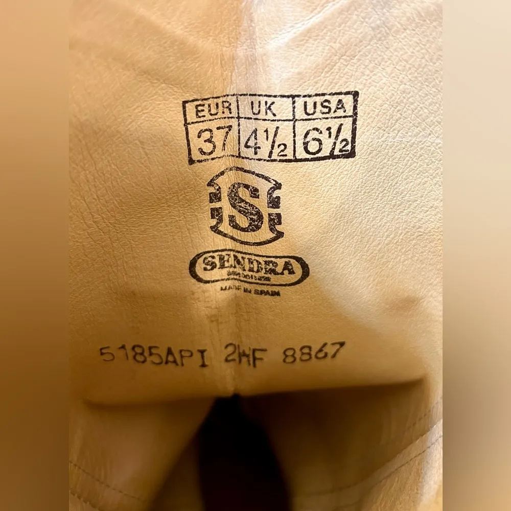 Sendra Handmade Leather Cowboy Boots in Cream and Brown Size 6.5 - Image 8