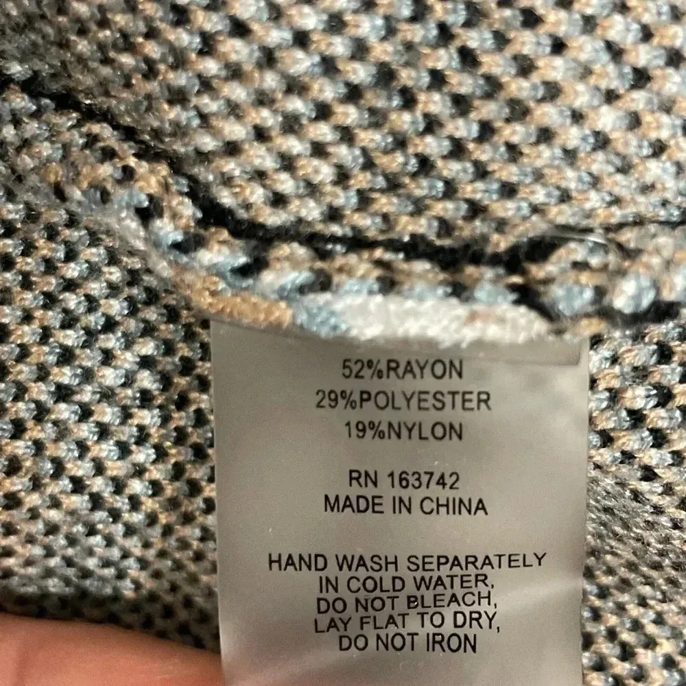 Tahari Houndstooth Blazer Jacket Blue Black Tan Size XL Business Casual Dressy - Image 7