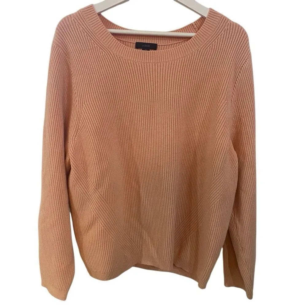 J.Crew Ribbed Stretch Crewneck Sweater Fresh Peach Size Medium Pink - Image 2