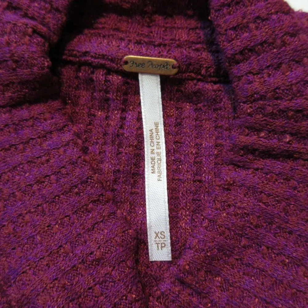 NWT Free People Mountaineer in Wine Lace-up Cuff Mock Neck Knit Top XS - Image 7