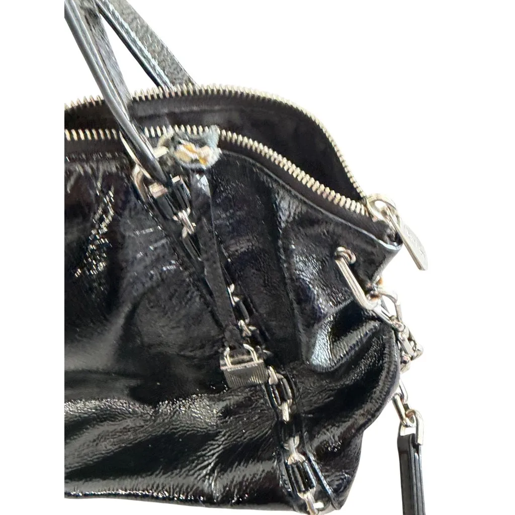 MICHAEL KORS Black Chain Patent Leather Satchel Crossbody Bag - Image 10